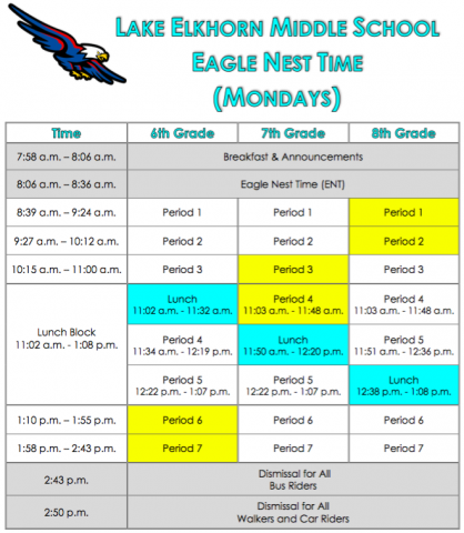 School Schedule | Lake Elkhorn Middle School